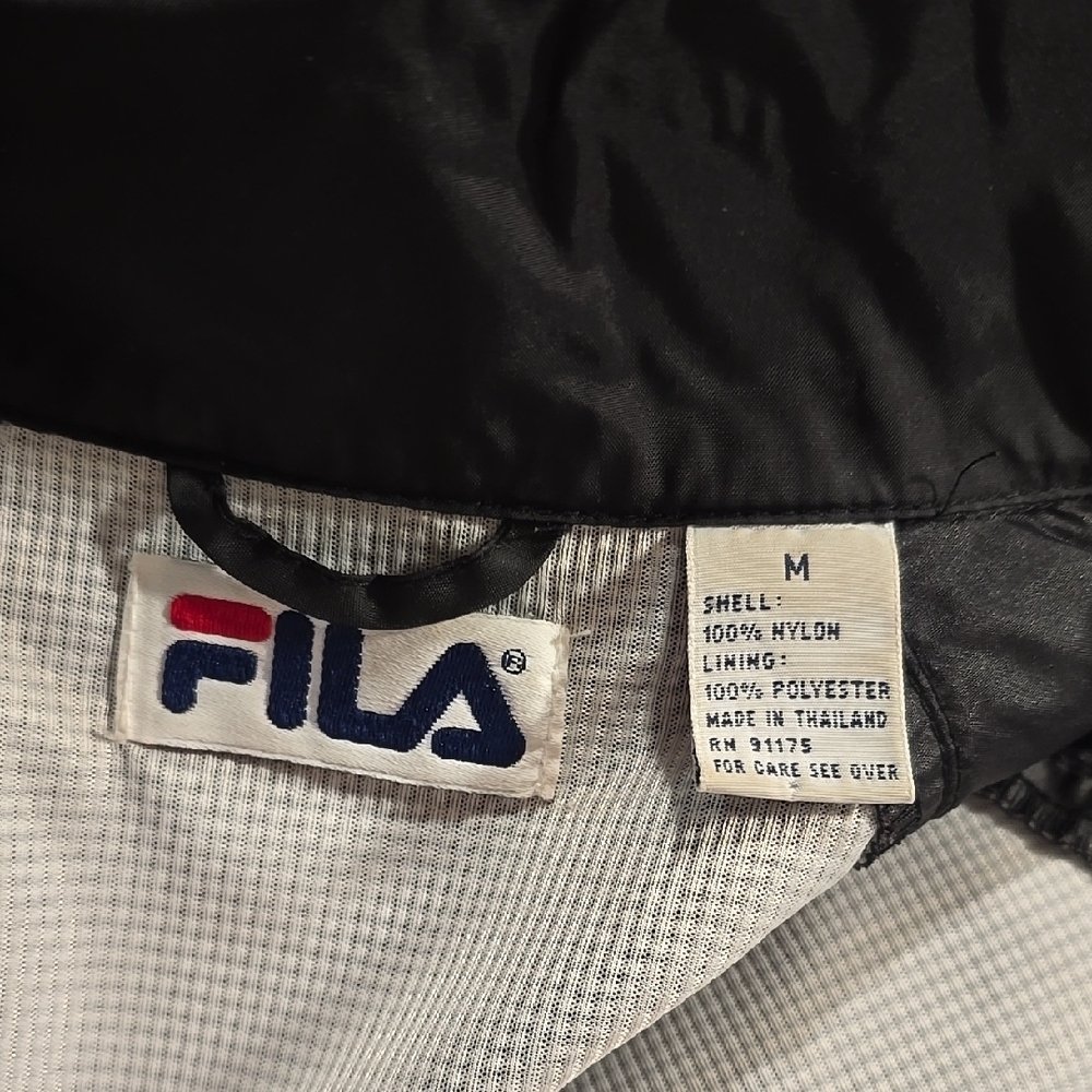 Fila Black and White Windbreaker with High Collar and Piping - Picture 8 of 8